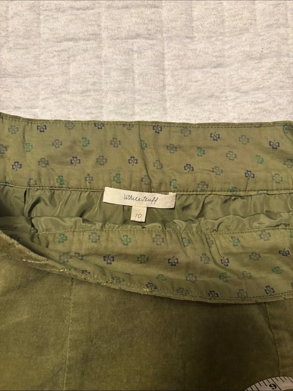 Olive Green Velvet A-Line Skirt
